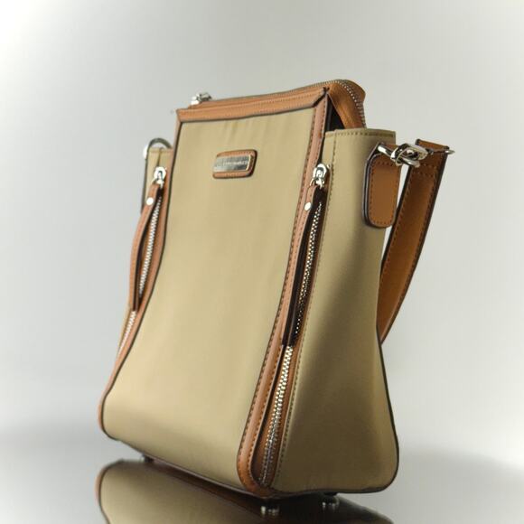 Adrienne Vittadini Tan and Brown Shoulder Bag - 12W x 10H x 3D - Picture 6 of 12